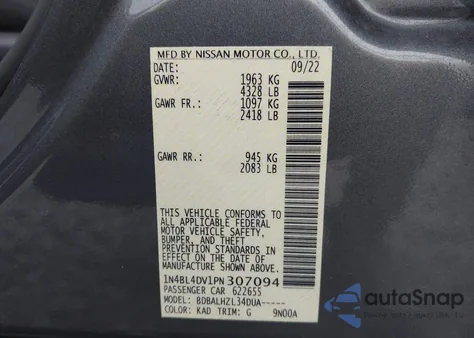 2023 Nissan Altima Sv Fwd from USA, damaged, VIN 1N4BL4DV1PN307094